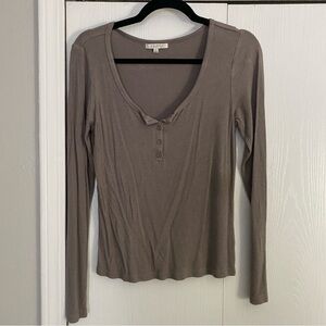 Z Supply Taupe Long Sleeve Henley Top